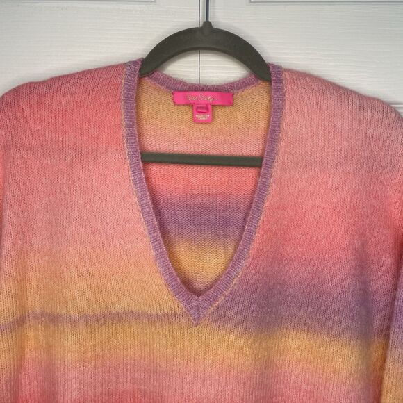 Lilly Pulitzer Yummy Melon Spacedye Chiya Sweater Pink/Purple/Yellow Siz… - Picture 2 of 12